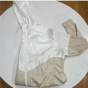 Nike White and Beige Hooded Jacket